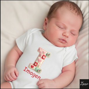 Gesteppter Patchwork-Initialbuchstabe I Kinderzimm Baby Strampler