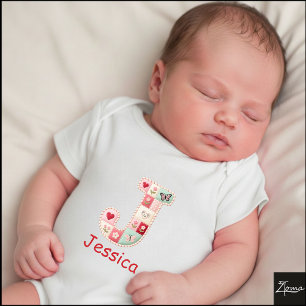 Gesteppter Patchwork-Initialbuchstabe J Kinderzimm Baby Strampler