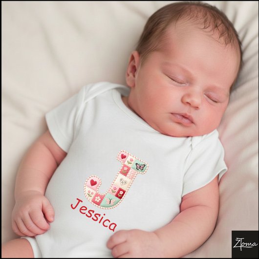 Gesteppter Patchwork-Initialbuchstabe J Kinderzimm Baby Strampler