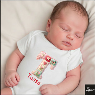 Gesteppter Patchwork-Initialbuchstabe T Kinderzimm Baby Strampler