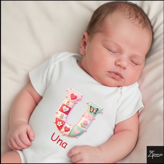 Gesteppter Patchwork-Initialbuchstabe U Kinderzimm Baby Strampler