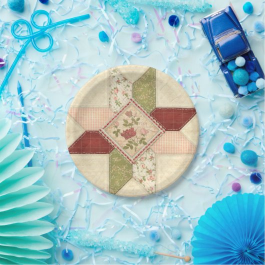 Gesteppter Patchwork-Pappteller Pappteller (Party)