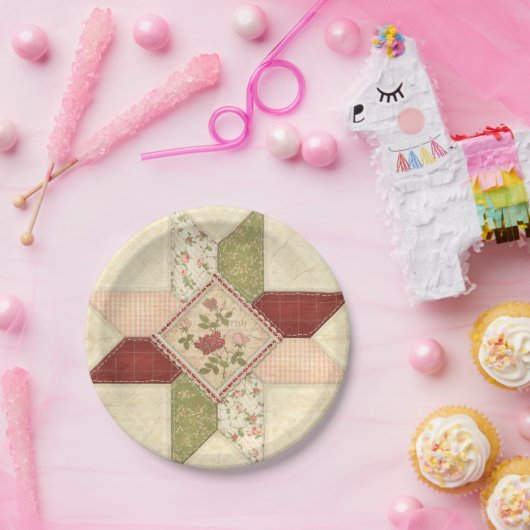 Gesteppter Patchwork-Pappteller Pappteller (Party)