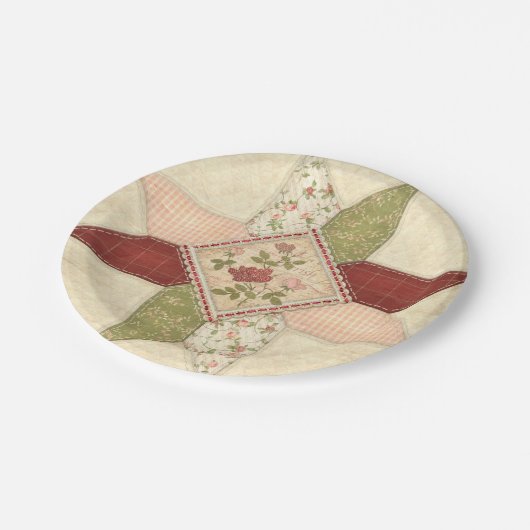 Gesteppter Patchwork-Pappteller Pappteller (Schrägansicht)