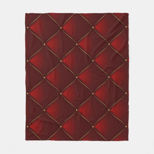 Gesteppter roter Goldfaden Hintergrund Fleecedecke (Vorderseite)