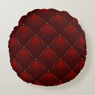 Gesteppter roter Goldfaden Hintergrund Rundes Kissen