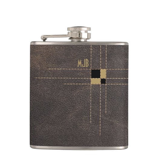 Gestepptes Klassisches Monogramm Flachmann (Vorderseite)