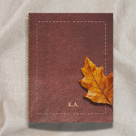 Gestepptes Leder-Look & Herbstblatt Notizblock