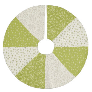 Gestepptes Muster-Grün-weißes Weihnachten Polyester Weihnachtsbaumdecke