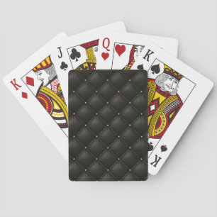 Gestepptes schwarzes Leder mit goldenen Nieten Spielkarten