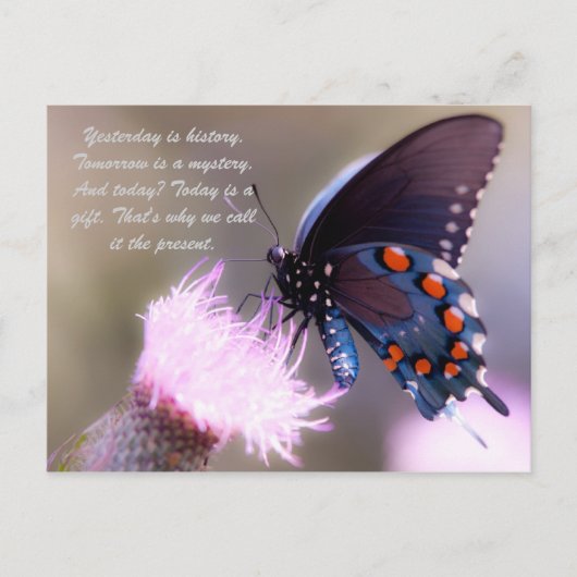 Gestern ist Geschichte. Morgen ist ein Rätsel. und Postkarte (Vorderseite)