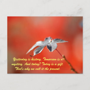 Gestern ist Geschichte. Morgen ist ein Rätsel. und Postkarte