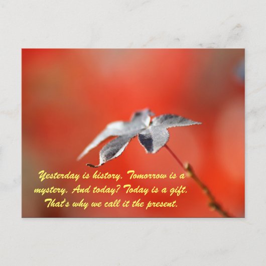 Gestern ist Geschichte. Morgen ist ein Rätsel. und Postkarte (Vorderseite)