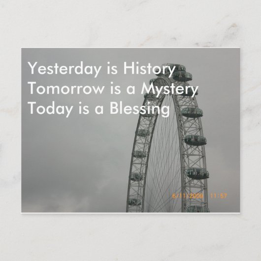Gestern ist Geschichte Postkarte (Vorderseite)