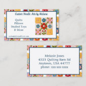 Gestickte Blumen-Patchwork-Quilt Visitenkarte (Vorne/Hinten)
