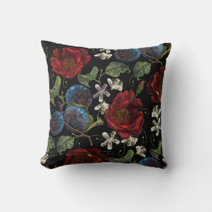 Gestickte Blumen: Renaissance Nahtloses Muster Kissen