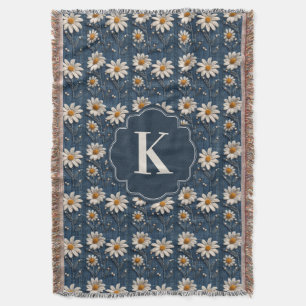Gestickte Daisy-Denim-Decke Monogramm Decke