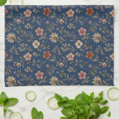 Gestickte einfache Wildblumen auf Jeanshintergrund Geschirrtuch (Gefaltet)