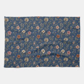 Gestickte einfache Wildblumen auf Jeanshintergrund Geschirrtuch (Horizontal)