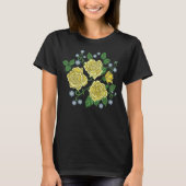 Gestickte gelbe Rosen-Blumen T-Shirt (Vorderseite)