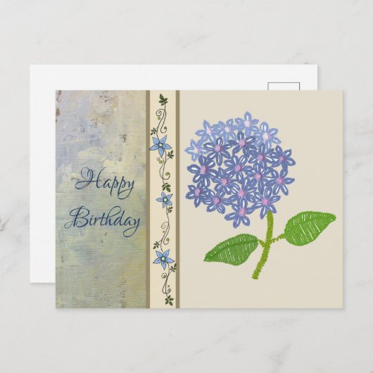 gestickte Hortensie Postkarte (Vorne/Hinten)