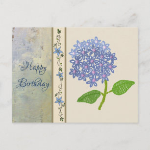 gestickte Hortensie Postkarte