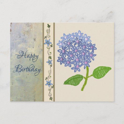 gestickte Hortensie Postkarte (Vorderseite)