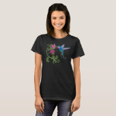 Gestickte Kolibri-und Hibiskus-Blume T-Shirt (Vorne ganz)