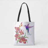 Gestickte Kolibri-und Iris-Blumen Tasche (Vorderseite)