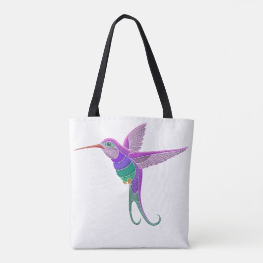 Gestickte Kolibri-und Iris-Blumen Tasche (Rückseite)