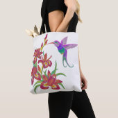 Gestickte Kolibri-und Iris-Blumen Tasche (Von Nahem)