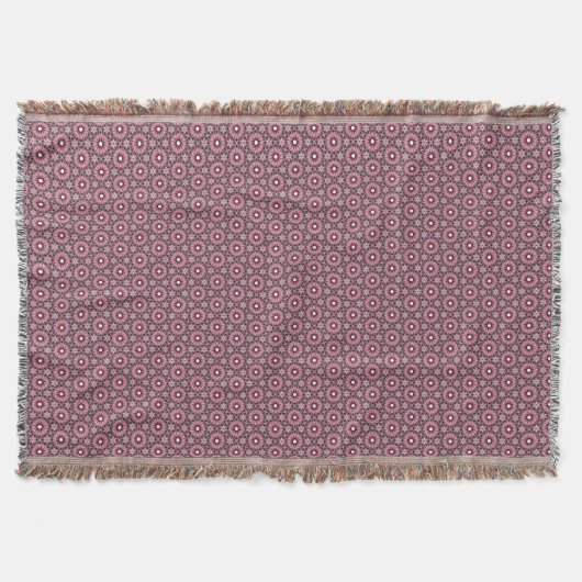 Gestickte rosa Feder Boho Decke (Vorderseite)