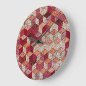 Gestickte Sechsecke: Bohemian-Patchworkdruck. Große Wanduhr (Winkel)
