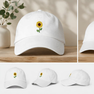 Gestickte Sonnenblume Maßgeschneiderte Mütze Flora Bestickte Baseballkappe