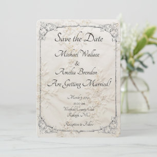 Gestickte Spitzen-Hochzeit-Save-the-Date-Karte Save The Date