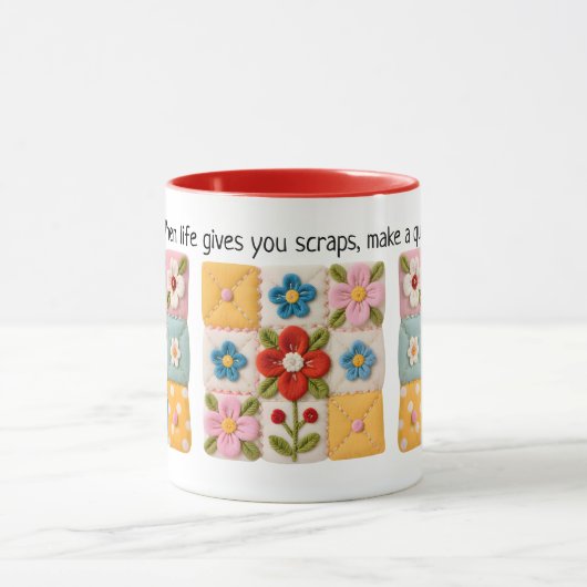 Gestickter Blumen-Patchwork-Quilt-Becher Tasse (Zentrum)