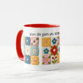 Gestickter Blumen-Patchwork-Quilt-Becher Tasse (Vorderseite Links)