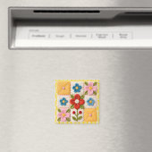 Gestickter Blumenquiltblock Magnet (In Situ (Geschirrspüler))