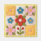 Gestickter Blumenquiltblock Magnet (Vorne)