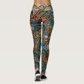 Gestickter brennender chinesischer Drache Leggings (Rückseite)