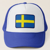 Gestickter Effekthut Schwedens Flagge Truckerkappe (Vorderseite)