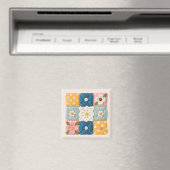 Gestickter Spitzen- und Blumen-Quiltblock Magnet (In Situ (Geschirrspüler))