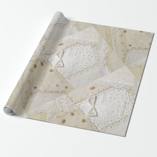 Gesticktes Crazy-Quilt-Design-Geschenkpapier Geschenkpapier (Ungerollt)