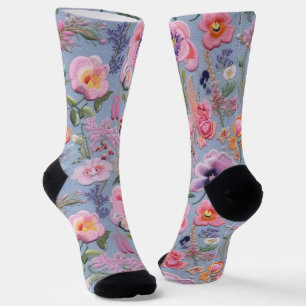 Gesticktes florales nahtloses Muster Socken