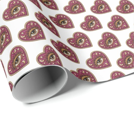 Gesticktes Herz Geschenkpapier (Rolleneckpunkt)