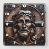 Gestiegene Befreiung Jesu mit Kreuzungen Hintergru Quadratische Wanduhr (Vorderseite)