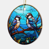 Gestiegene Glashornvögel Keramik Ornament (Links)