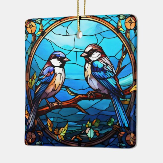 Gestiegene Glashornvögel Keramikornament (Links)