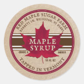 Gestochen in Vermont Maple Sirup Label on Kraft Runder Aufkleber (Vorderseite)