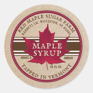 Gestochen in Vermont Maple Sirup Label on Kraft Runder Aufkleber